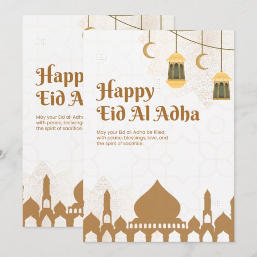 Elegant Eid Al-Adha Greetings Poster Kaart (Voorkant / Achterkant)
