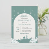 Elegant Eid Diner Uitnodiging 1447 Hijri (Staand voorkant)