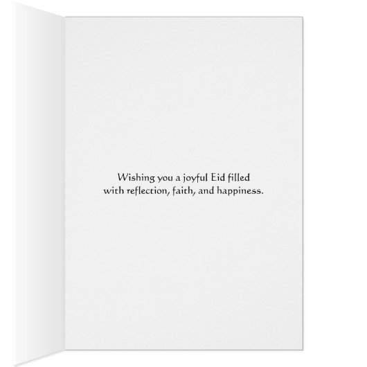 Elegant Eid Kaart – Vrede, Licht en Dankbaarheid (Binnen (Rechts))