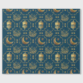 Elegant Eid Mubarak Arabisch Kalligrafie goud blau Cadeaupapier (Vlak)