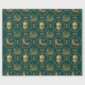 Elegant Eid Mubarak Arabisch Kalligrafie goud groe Cadeaupapier (Vlak)