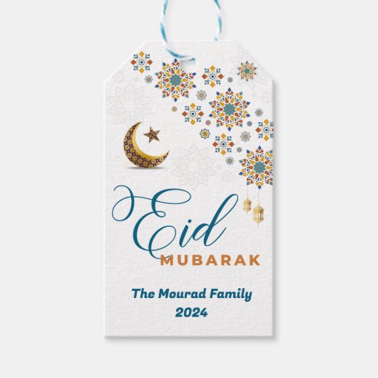 Elegant Eid Mubarak Arabische Kalligrafie Maan Ste Cadeaulabel (Voorkant)