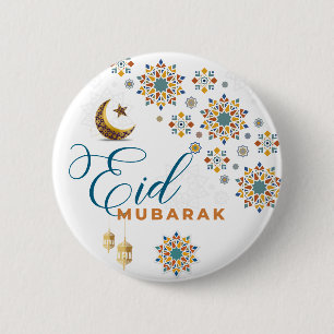 Elegant Eid Mubarak Arabische Kalligrafie Maan Ste Ronde Button 5,7 Cm