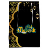 Elegant Eid Mubarak Black Gold Medium Cadeauzakje (Achterkant)