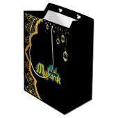 Elegant Eid Mubarak Black Gold Medium Cadeauzakje (Achterkant Gekanteld)