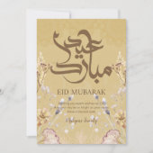 Elegant Eid Mubarak Floral Card - Gold Mandalas &  Feestdagenkaart (Voorkant)