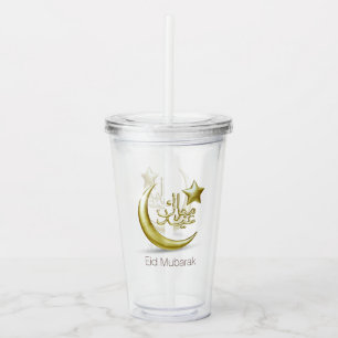 Elegant Eid Mubarak Gold Moon Star Acryl Drinkbeker