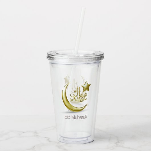Elegant Eid Mubarak Gold Moon Star Acryl Drinkbeker (Achterkant)