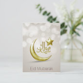 Elegant Eid Mubarak Gold Moon Star - Briefkaart (Staand voorkant)