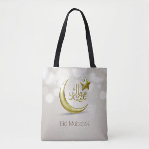 Elegant Eid Mubarak Gold Moon Star - Canvas tas