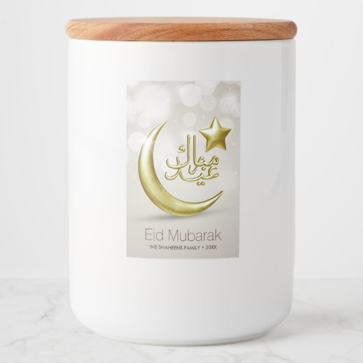 Elegant Eid Mubarak Gold Moon Star - Eten Label Voedselcontainer Etiket (Voorkant)