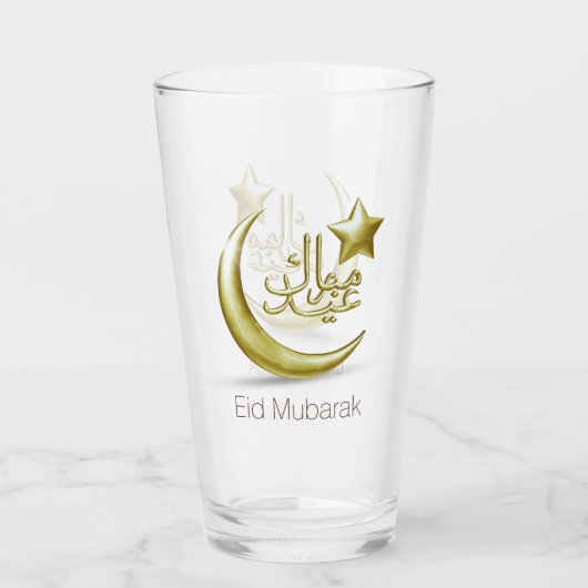 Elegant Eid Mubarak Gold Moon Star Glas (Achterkant)