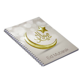 Elegant Eid Mubarak Gold Moon Star - Notitieboek