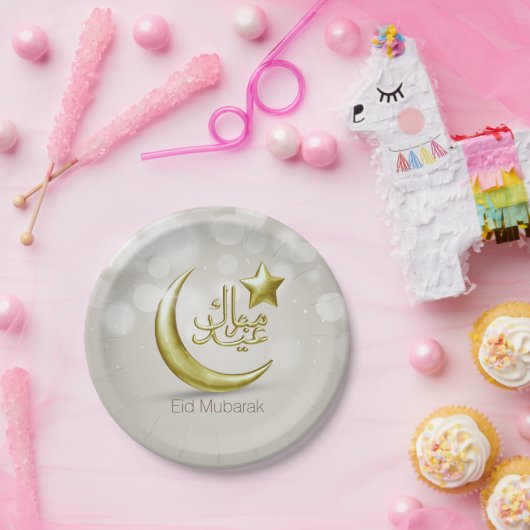 Elegant Eid Mubarak Gold Moon Star - Papieren Bord (Feest)