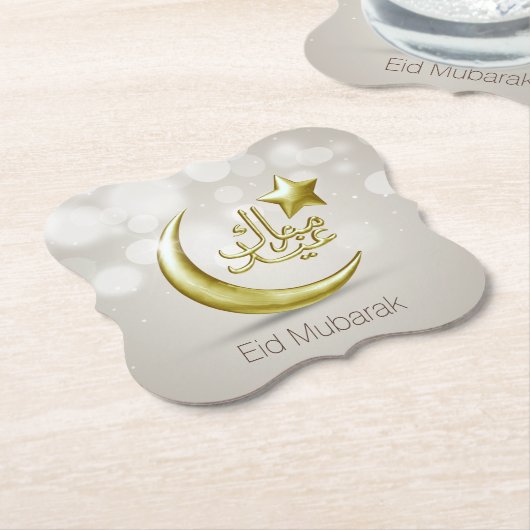Elegant Eid Mubarak Gold Moon Star - Papieren Onde Kartonnen Onderzetters (Gekanteld)