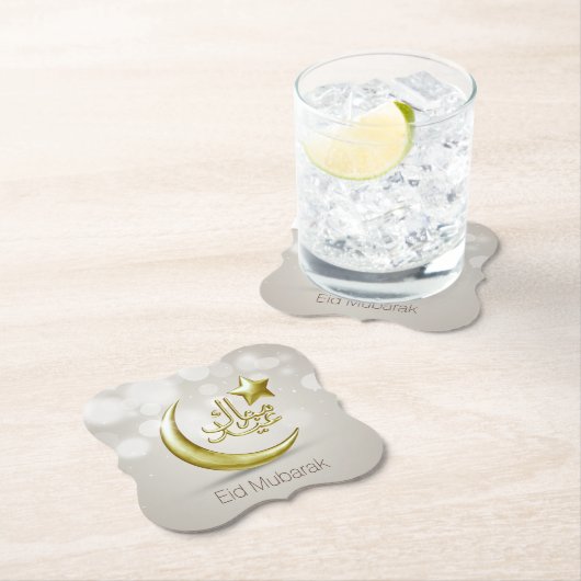 Elegant Eid Mubarak Gold Moon Star - Papieren Onde Kartonnen Onderzetters (Insitu)