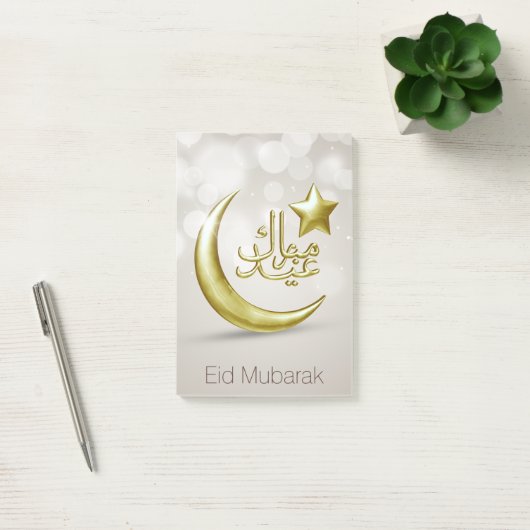 Elegant Eid Mubarak Gold Moon Star Post-it® notes (Kantoor)