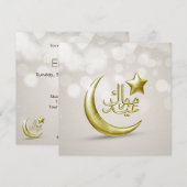 Elegant Eid Mubarak Gold Moon Star - Uitnodiging (Voorkant / Achterkant)