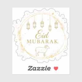 Elegant Eid Mubarak Gouden Lantaarn & Schapen Ontw Sticker
