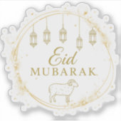 Elegant Eid Mubarak Gouden Lantaarn & Schapen Ontw Sticker (Voorkant)