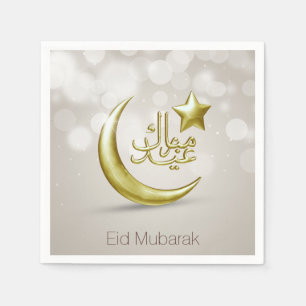Elegant Eid Mubarak Gouden Maan Ster - Papieren se Servet