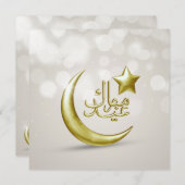 Elegant Eid Mubarak Gouden Maan Ster - Uitnodiging (Voorkant / Achterkant)
