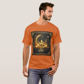 Elegant Eid Mubarak Halve Maan Moskee Tshirt (Voorkant volledig)