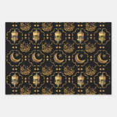 Elegant Eid Mubarak Kalligrafie goud zwart blauw Inpakpapier Vel (Voorkant)