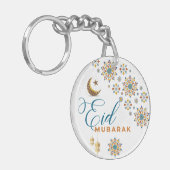 Elegant Eid Mubarak Kalligrafie Maan Sterren Sleutelhanger (Voorkant Links)