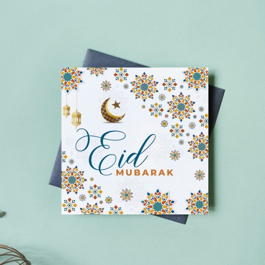 Elegant Eid Mubarak Maan Sterren Feestdagenkaart