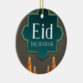 Elegant Eid Mubarak Mosque Skyline Art Keramisch Ornament (Rechts)
