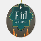 Elegant Eid Mubarak Mosque Skyline Art Keramisch Ornament (Links)