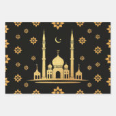 Elegant Eid Wrapping Papier – Zwart en Goud Inpakpapier Vel (Voorkant)