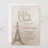 Elegant Eiffel Tower Bow 50th Birthday Kaart (Voorkant)