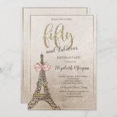 Elegant Eiffel Tower Bow 50th Birthday Kaart (Voorkant / Achterkant)