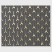 Elegant Eiffel Tower Frankrijk Geel zwart - Vertic Cadeaupapier (Vlak)