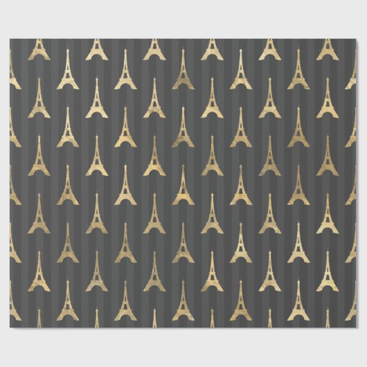 Elegant Eiffel Tower Frankrijk Geel zwart - Vertic Cadeaupapier (Vlak)