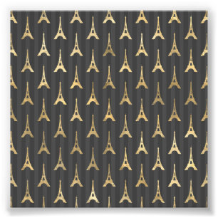 Elegant Eiffel Tower Frankrijk Geel zwart - Vertic Foto Afdruk