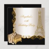 Elegant Eiffel Tower Gold Black Birthday Kaart (Voorkant / Achterkant)