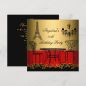Elegant Eiffel Tower Red Gold Paris geboortedag Kaart (Voorkant / Achterkant)