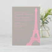 Elegant Eiffel Tower Wedding Invitations Kaart (Staand voorkant)
