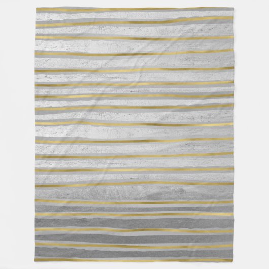 Elegant eigentijdse goud- en grijze toon-stripes fleece deken (Voorkant)