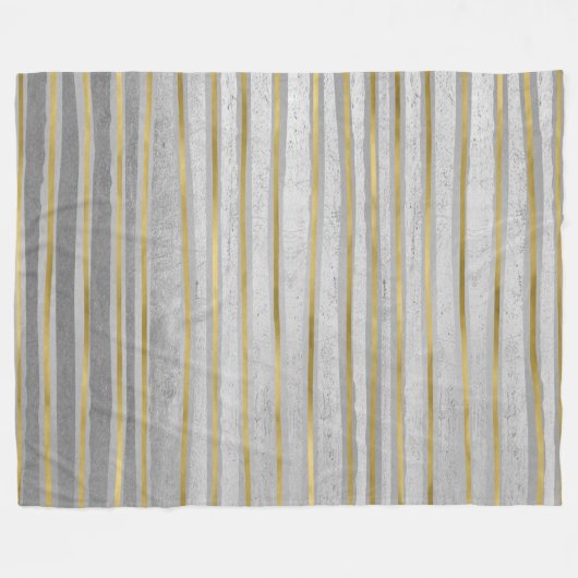 Elegant eigentijdse goud- en grijze toon-stripes fleece deken (Voorkant (Horizontaal))