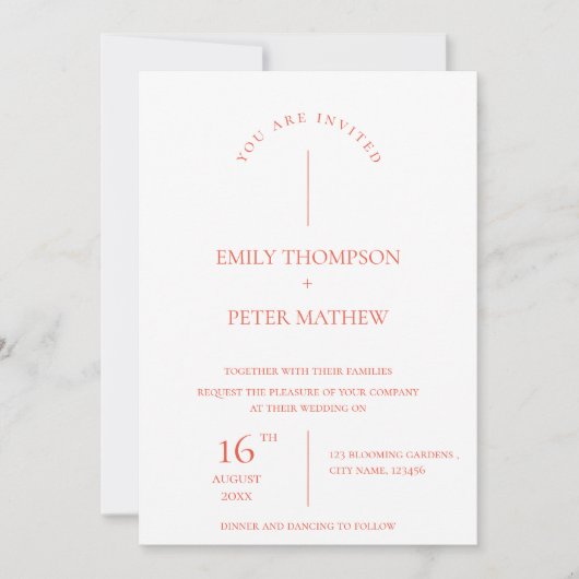 Elegant eigentijdse terracotta minimalistische bru kaart (Voorkant)