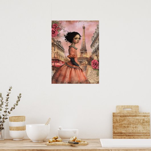 Elegant eigenzinnig Victoriaans gotisch meisje in  Poster (Keuken)