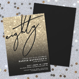 Elegant Eighty Gold 80th Birthday Party Kaart