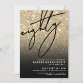 Elegant Eighty Gold 80th Birthday Party Kaart (Voorkant)