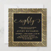 Elegant Eighty Script Zwart en Goud 80ste Verjaard Kaart (Voorkant)