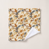 Elegant Eikenblad & Denneappel Herfstpatroon Bad Handdoek (Wasdoekje)