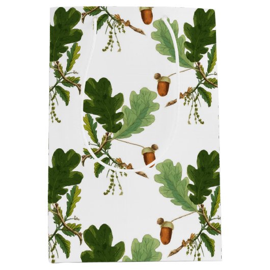 Elegant eikenblad en eikel medium cadeauzakje (Voorkant)